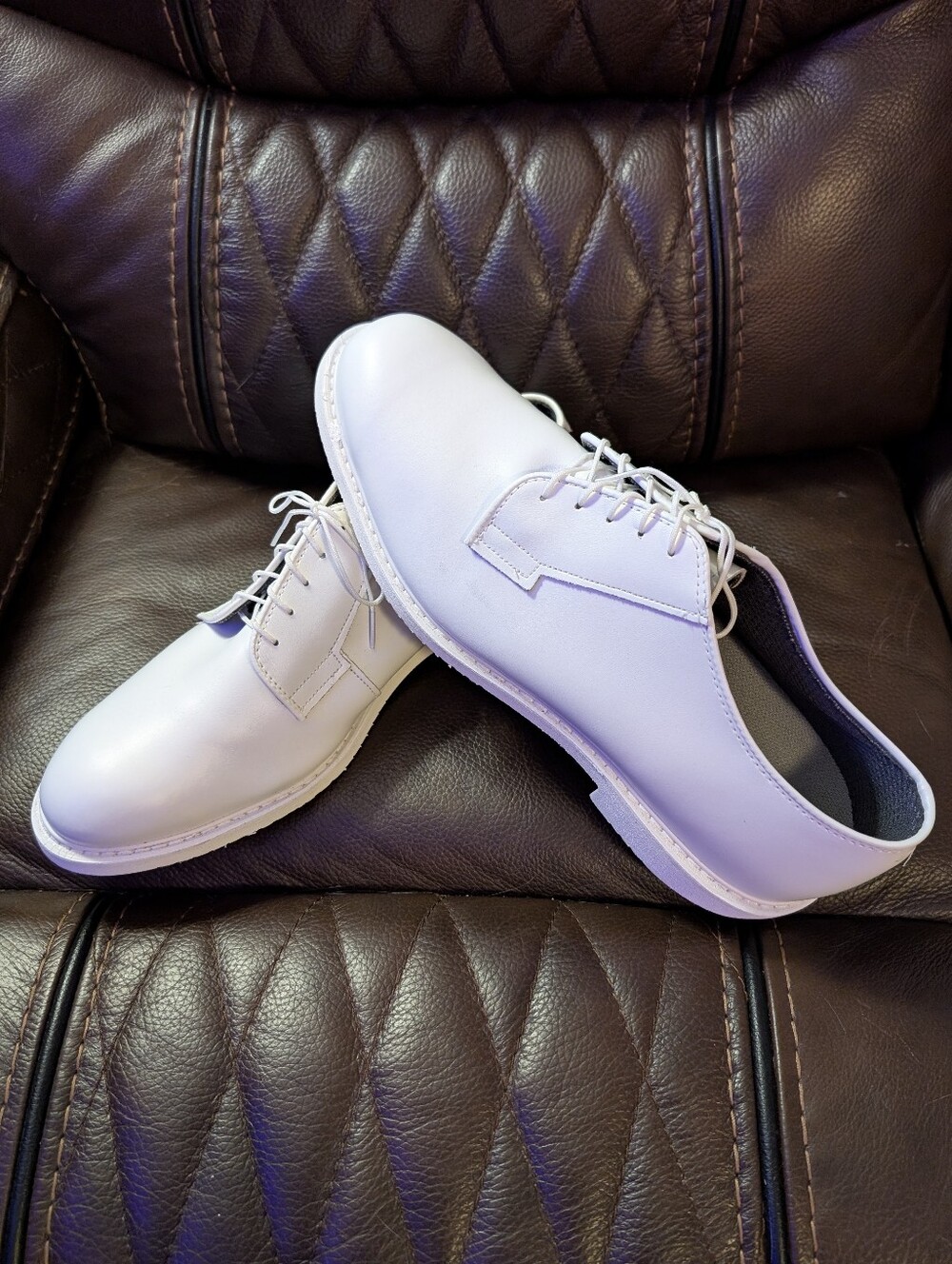 Bates Lites Men's White Leather Dress Oxford Size 14D